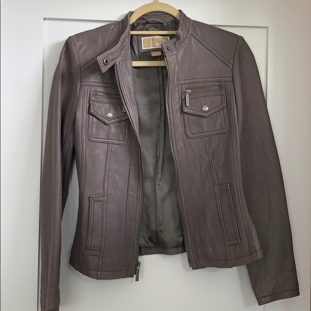 NWOT Michael by Michael Kors Gray LeatherJacket